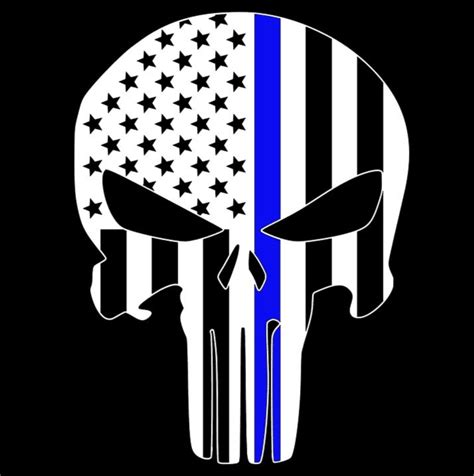 Thin Blue Line Punisher Skull Law Enforcement Back The Blue Etsy