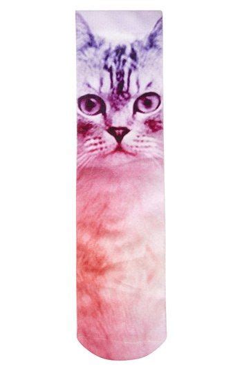 Topshop Digital Cat Dip Dye Socks Cat Print Dip Dye Dye