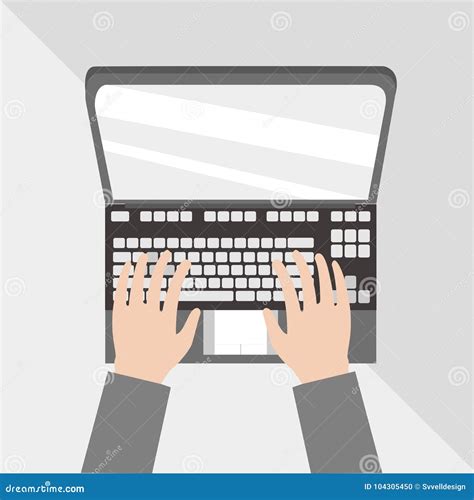 Typing On Laptop Flat Lay Design Stock Vector Illustration Of