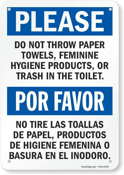 Buy SmartSign Please Do Not Throw Paper Towels Feminine Hygiene
