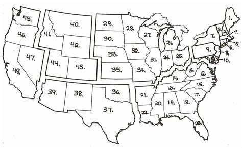 The United States Map With Numbers On Each State In Black And White As