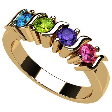 Central Diamond Center Nana S Bar Mothers Ring 1 To 6 Simulated Birthstones 10k Yellow Gold
