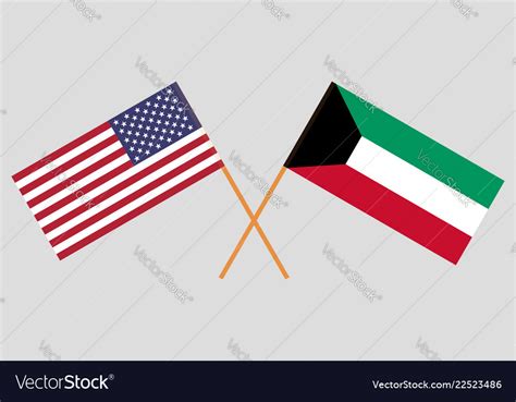 Kuwait And Usa Kuwaiti And American Flags Vector Image