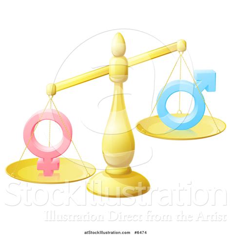 Vector Illustration Of A 3d Unbalanced Gold Scale Weighing Gender