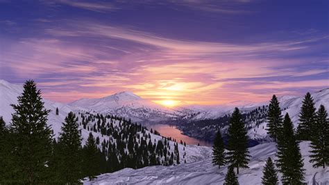 Mountain Landscape In Winter Hd Wallpaper Background Image