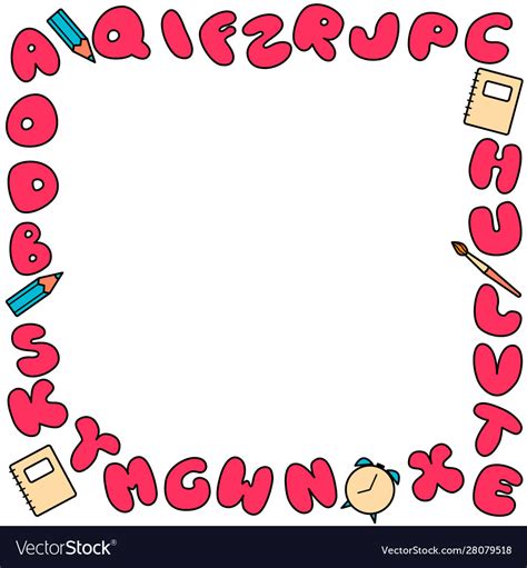 Download Bubble alphabet frame colored abc for kids Vector Image
