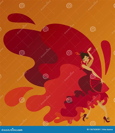 Cartoon Style Flamenco Dancer Stock Vector Illustration Of Retro