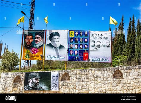 Hizbollah Propaganda In A Shia Muslim Village In Southern Lebanon Stock