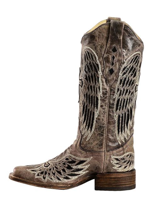 Corral Black Sequin Wing And Cross Inlay Cowgirl Boots Square Toe Country Outfitter