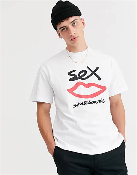 sex skateboards logo t shirt in white asos