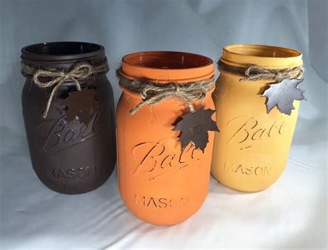 Fall Mason Jars Fall Centerpiece Fall Mason Jar Decor Etsy