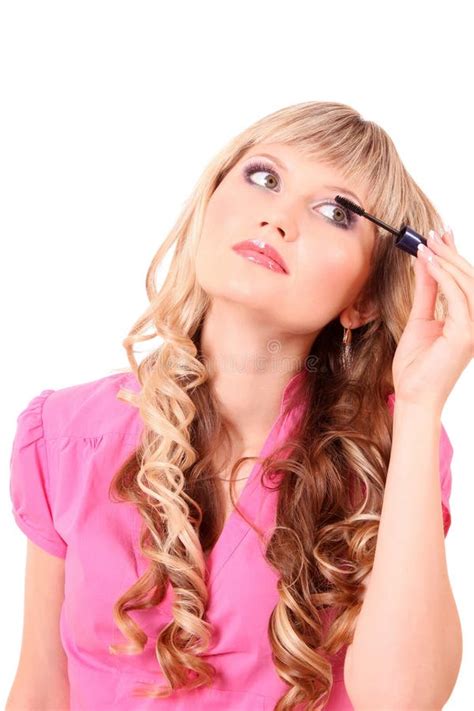 Woman Applying Mascara Stock Image Image Of Hair Isolated 16893953