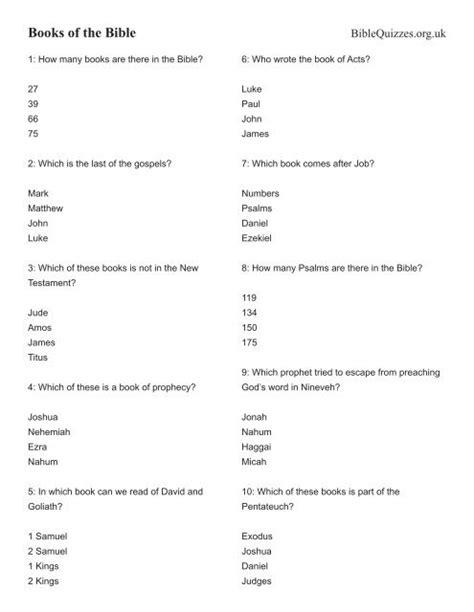 Download Printable Quiz Bible Quizzes And Puzzles