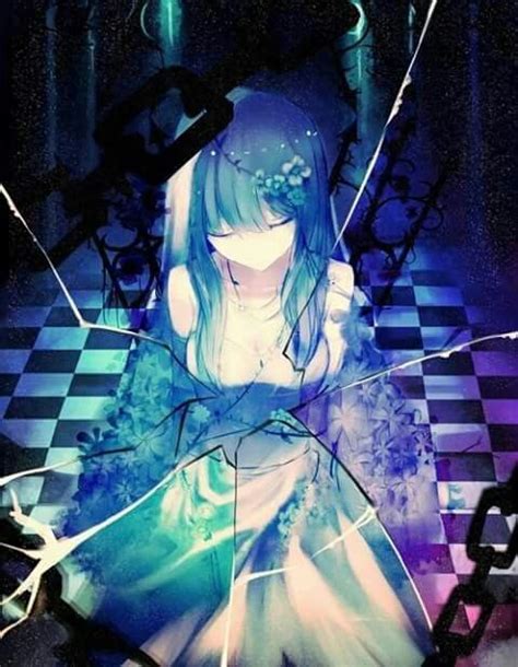Anime Sad Girl With Blue Hair Anime Art And Girl Pinterest Sad Girl Sad And Girls