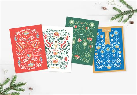 Nordic Christmas Cards 4 Pack Scandinavian Holiday Etsy Uk