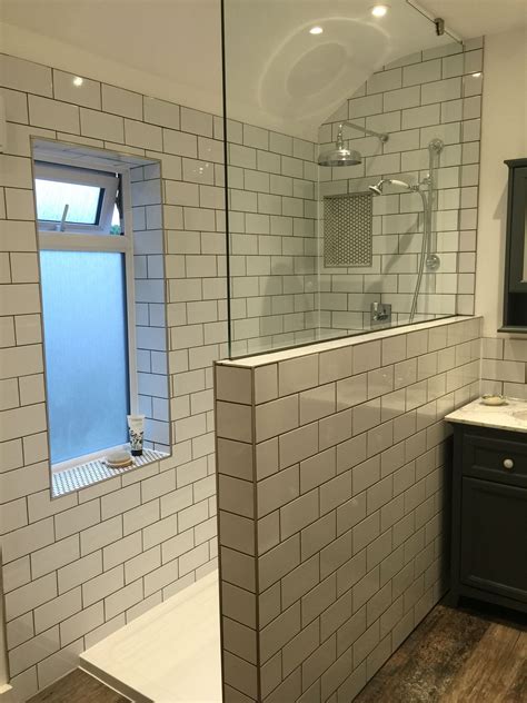 Our New Bathroom With Metrosubway Tiles And Dark Grey Grouting With