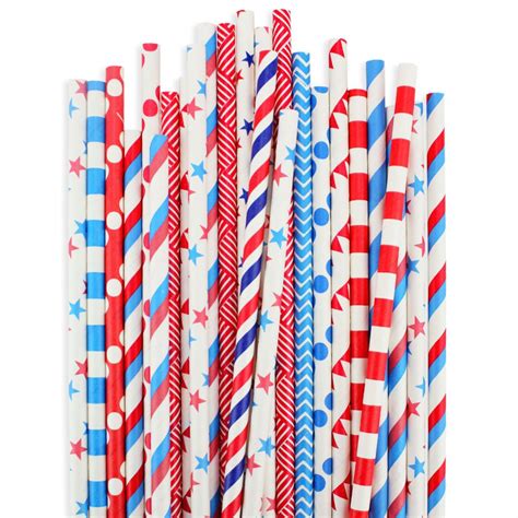 Patriotic Paper Straw Assortment Paper Straws Patriotic Cupcake