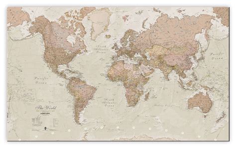 large antique world map canvas