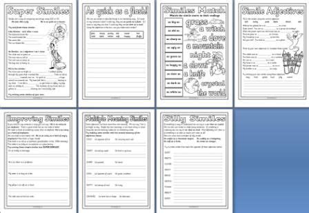 For classrooms or at home. Free KS2 Literacy Resource - Simile Worksheet Printables ...