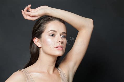 Nice Healthy Brunette Woman With Clear Skin Skincare Wellness Facial