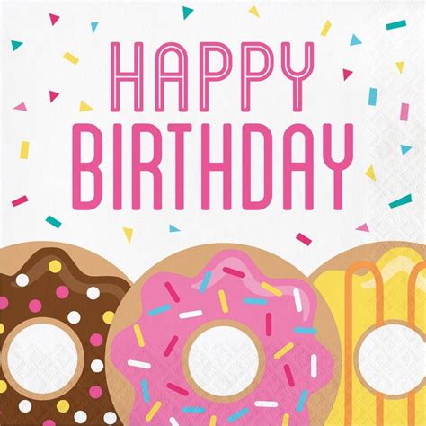 48ct Donut Time Birthday Napkins In 2021 Happy Birthday Party