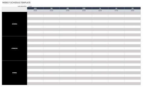 5 Day Weekly Planner Template Excel