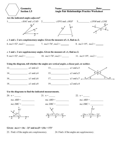 Https://techalive.net/worksheet/angle Pairs Practice Worksheet Answers