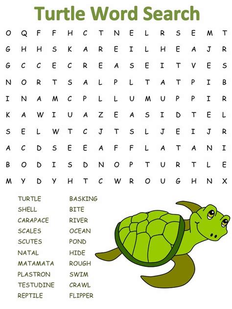Easy Word Search Puzzles Turtle K5 Worksheets Easy