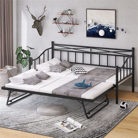 Buy Metal Daybed With Trundle Heavy Duty Day Bed With Pop Up Trundle