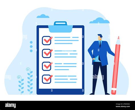 Businessman Checklist Office Worker With Pen Looking At Completed
