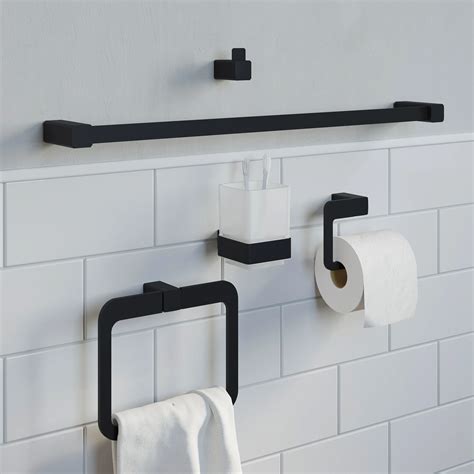 Architeckt 5 Piece Jupiter Bathroom Accessories Set Black Bathroom