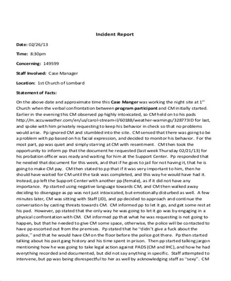 How To Write An Incident Report Sample Pdf Template