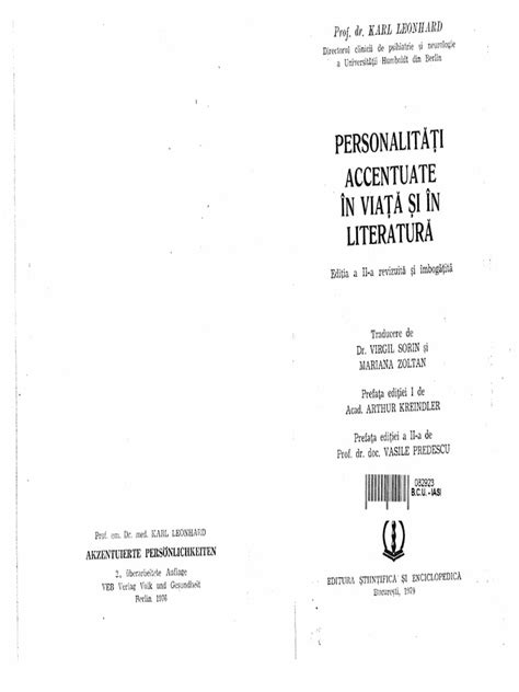 Carl Leonhard Personalitati Accentuate In Viata Si In Literatura Pdf