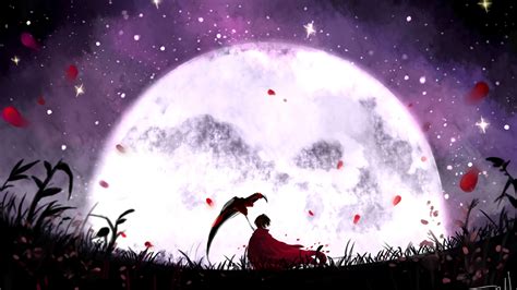 Desktop Wallpaper Moon Night Ruby Rose Rwby Art Hd