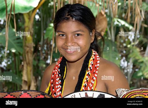 A Young Girl Poses For The Camera At The Embera Indian Village Near