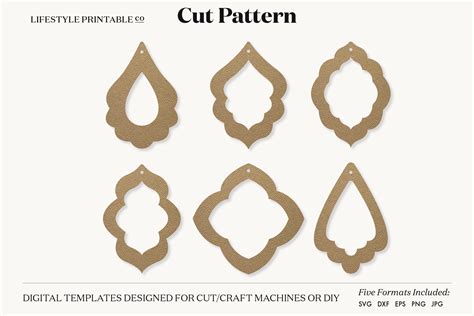 Earrings SVG Template Cut File Cricut Boho Bundle Leather Earrings By