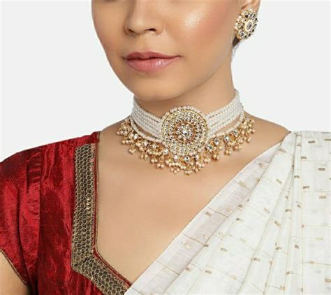 Kundan Choker White Pearl Choker Necklace Indian Choker Etsy