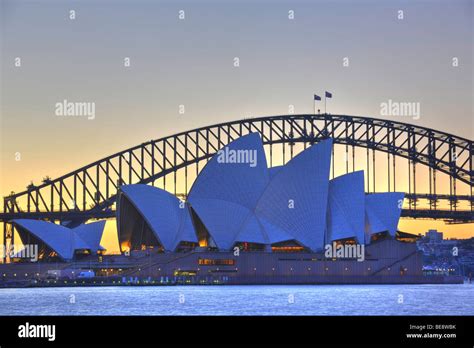 Sydney Opera House Sydney Harbor Bridge At Sunset Sydney New South