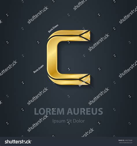 Letter C Vector Elegant Gold Font Template For Company Logo Design