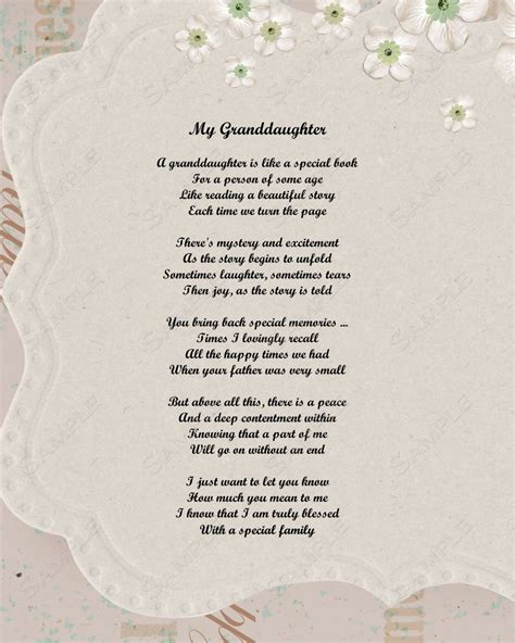 Granddaughter Poem Love Poem 8 X 10 Print Etsy Grandaughter Quotes