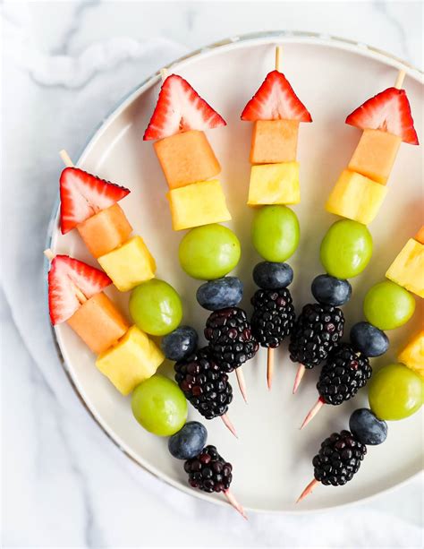 Rainbow Fruit Skewers Planted In The Kitchen