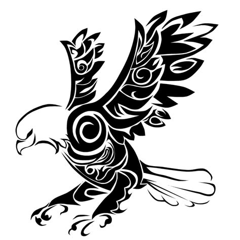 Tribal Flying Eagle With White Head And Tail Tattoo Design