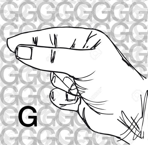 Sketch Of Sign Language Hand Gestures Letter G Vector Sign