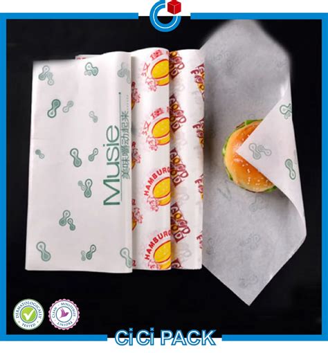 Custom Printed Burger Food Greaseproof Wrapping Paperoffset Printing