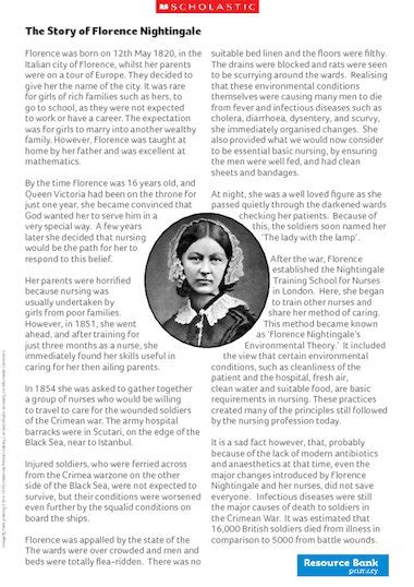 Florence nightingale's most popular book is notes on nursing: Activity A - The story of Florence Nightingale - Primary KS1 & KS2 teaching resource - Scholastic