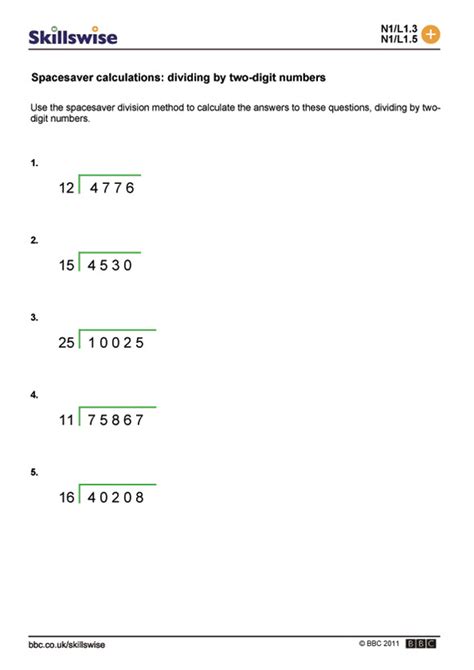 Dividing By Two Digit Numbers Worksheet Pdf