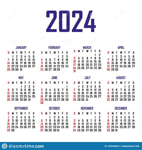 Calendar 2024 The Week Begins On Sunday Simple Calendar Template