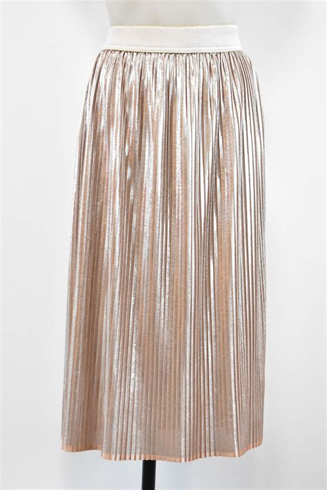 Toby Nz Pleated Shiny Gold Skirt 14 Shop On Carroll Online