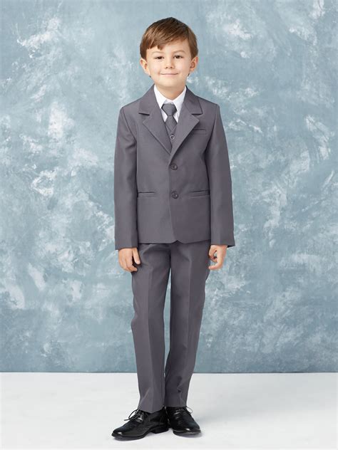 Boys Holy Communion Slim Fit Suit Charcoal Hello Baby