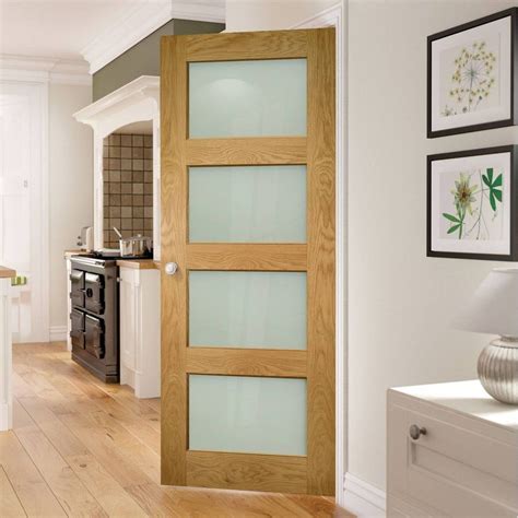 Deanta Coventry Shaker Style Oak Door With Frosted Safety Glass